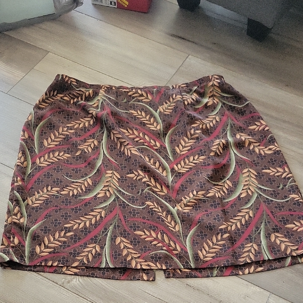 Red and Brown Mini Pencil Skirt for Casual Wear